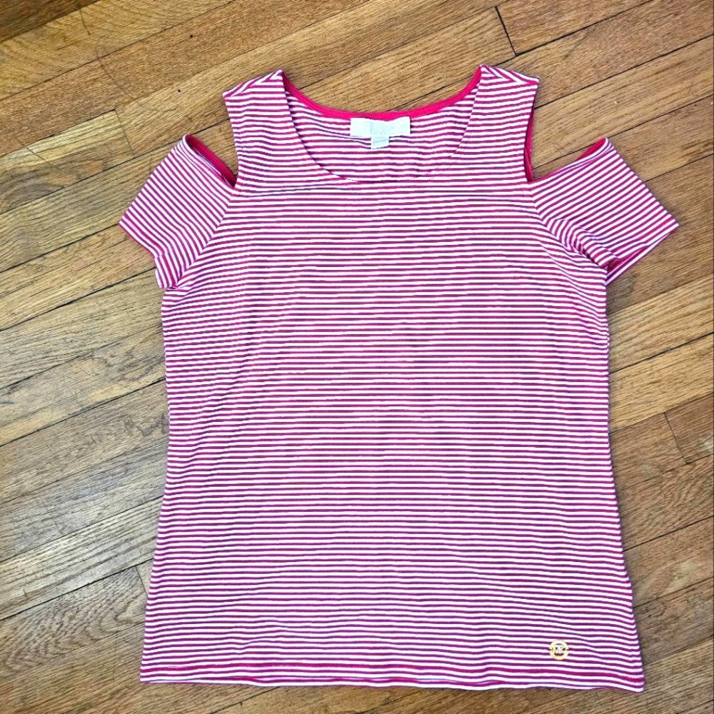 MICHAEL Michael Kors Cold Shoulder Striped Shirt